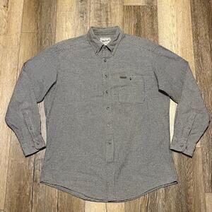 VTG Woolrich Houndstooth Long Sleeve Button Down Shirt L Gray Work Pocket Cotton